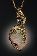 Crystal Ice Dragon with Mexican Fire Opal - 18K Gold - SOLD