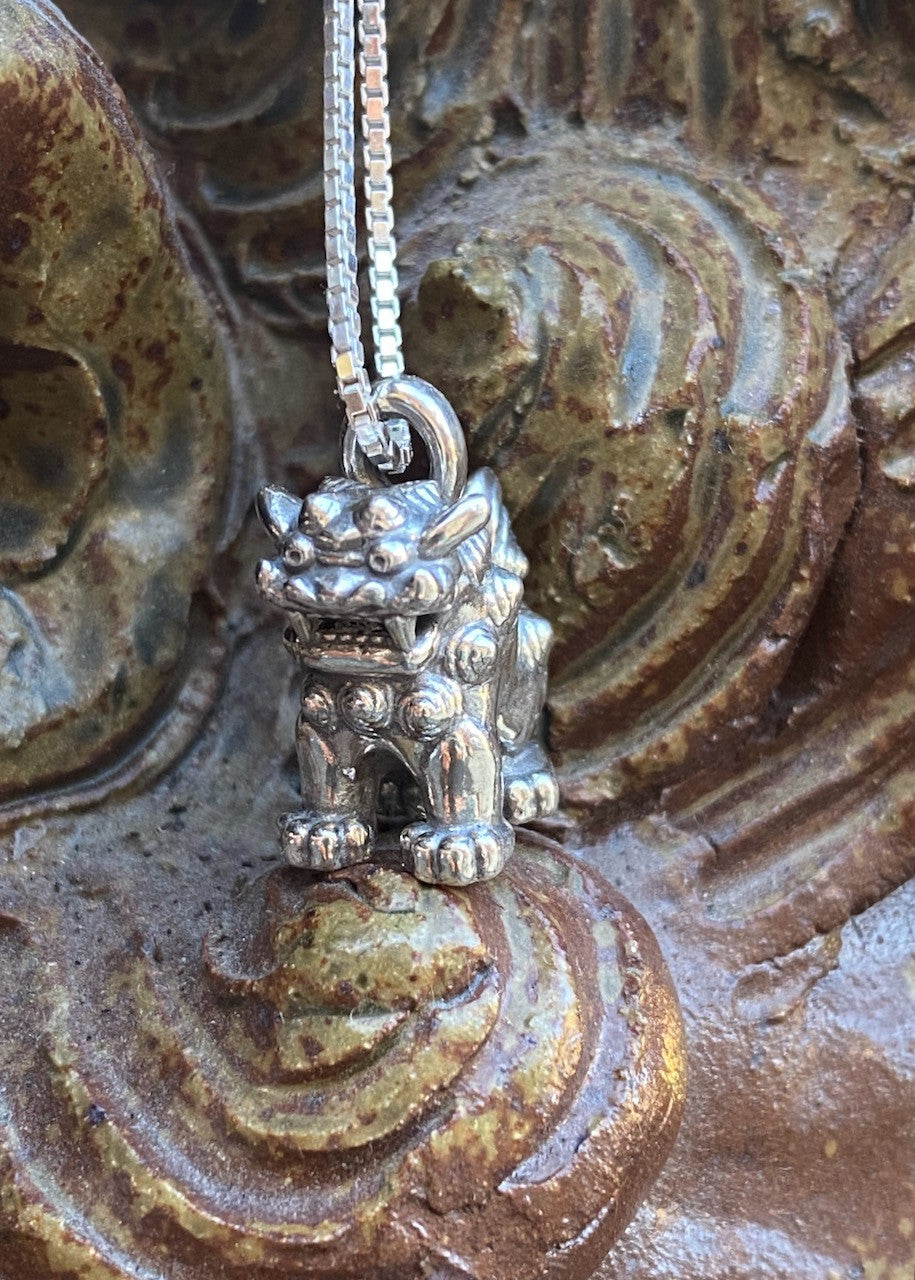 Okinawan Shisa Guardian Charm - Silver