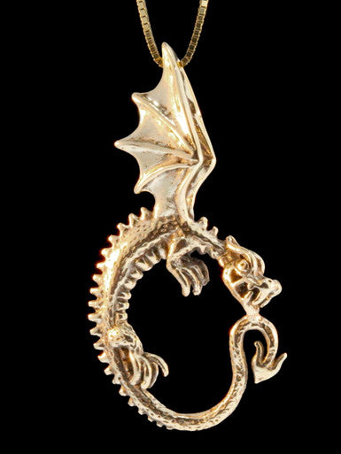 Oracle Dragon Pendant - Solid 14k Gold