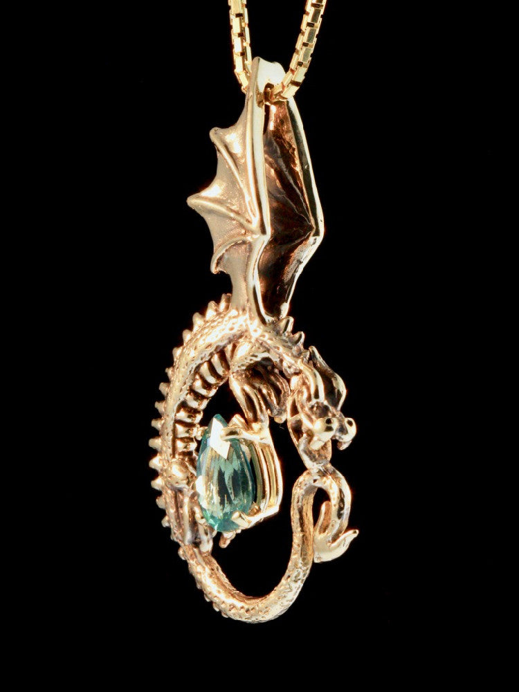 Oracle Dragon Pendant with Appetite in 14K Gold