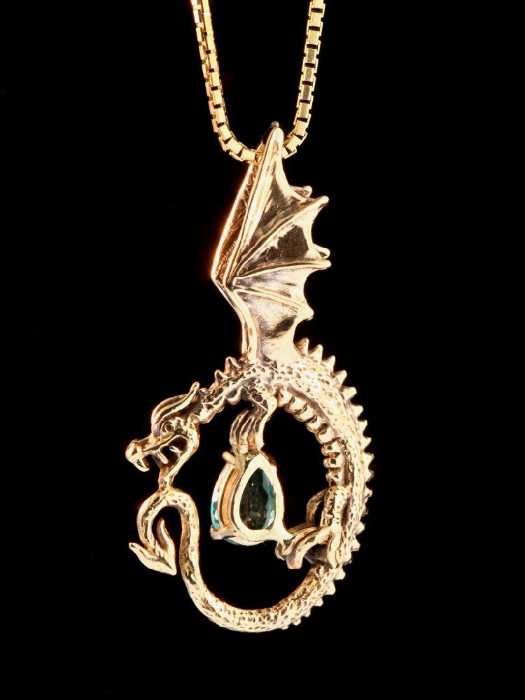 Oracle Dragon Pendant with Appetite in 14K Gold