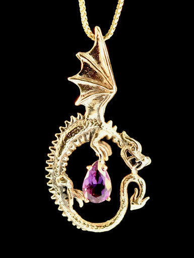 Oracle Dragon with Gemstone - 14K Gold