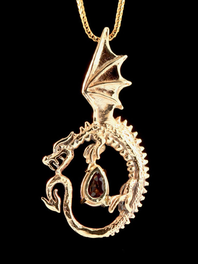 Oracle Dragon with Amethyst - 14K Gold