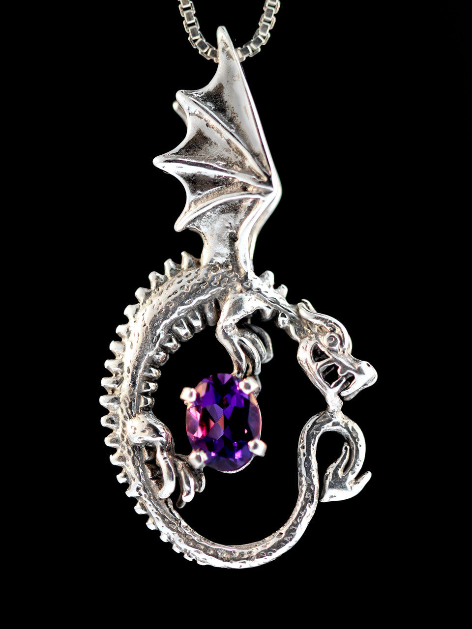 Oracle Dragon with Amethyst - Silver