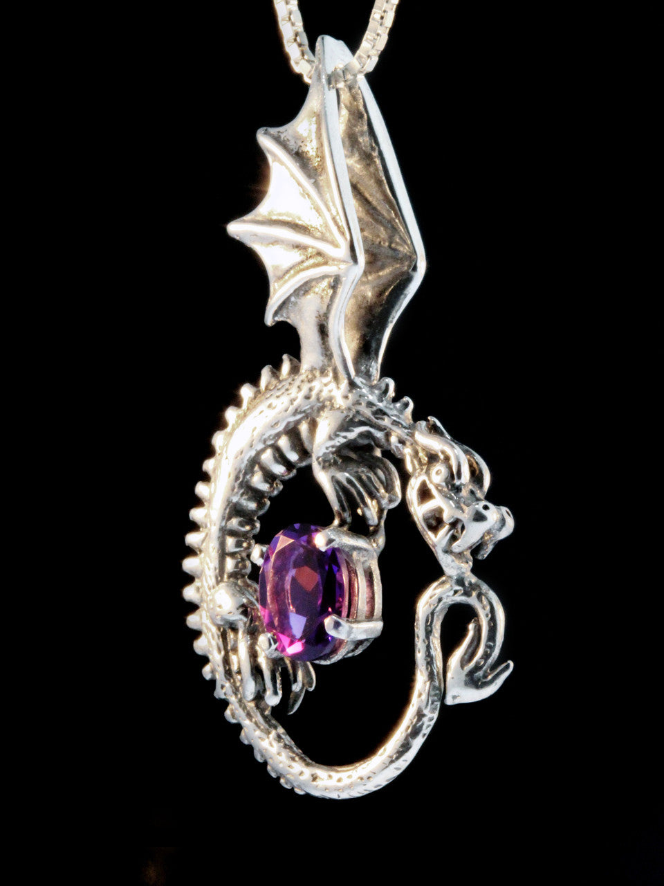 Oracle Dragon with Amethyst - Silver