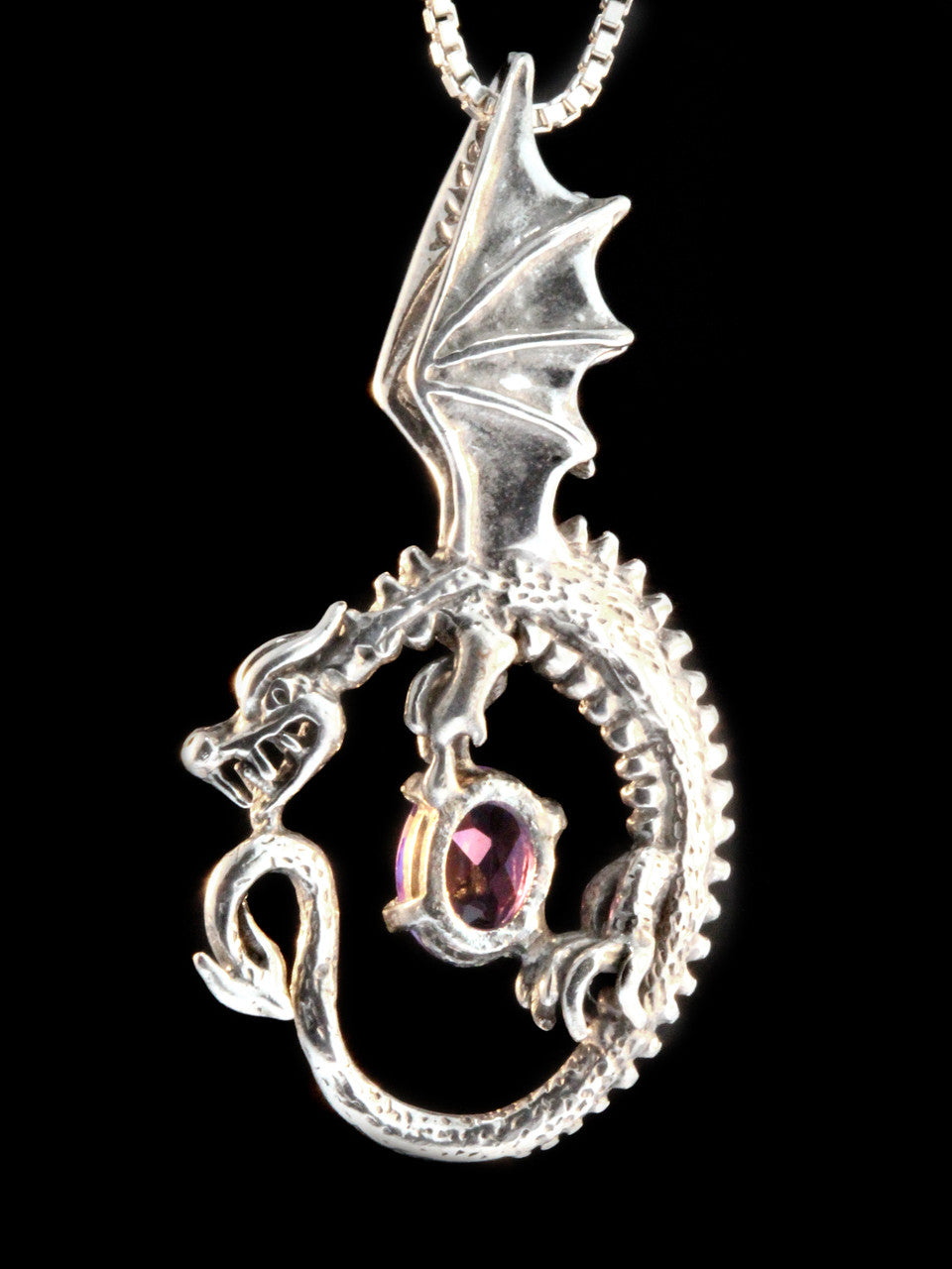 Oracle Dragon with Amethyst - Silver