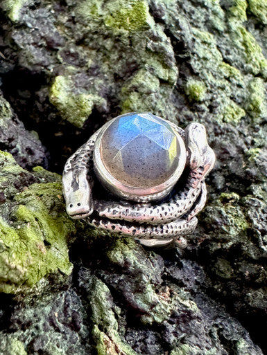 Oracle Snake Ring with Gemstone - Sterling Silver