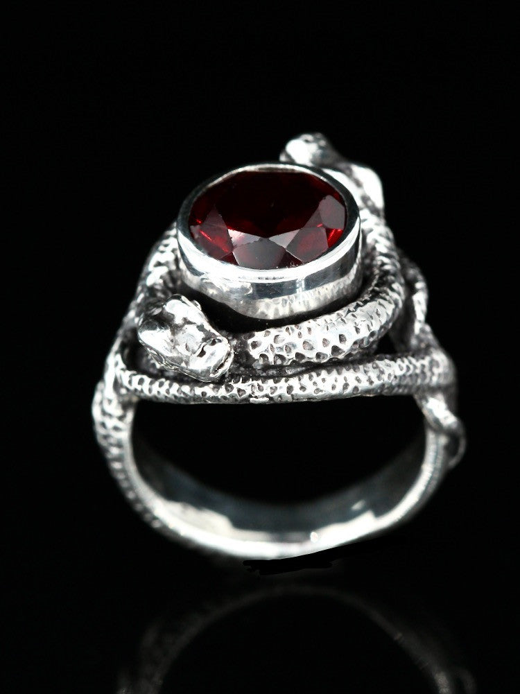 Oracle Snake Ring with Garnet