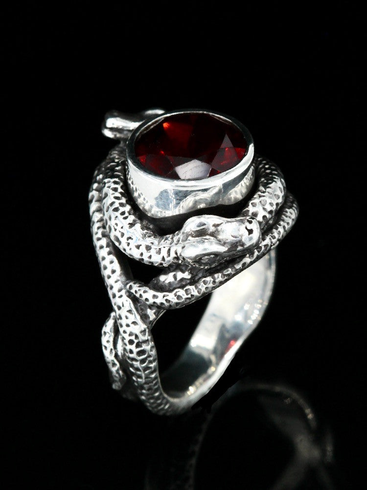 Oracle Snake Ring with Garnet