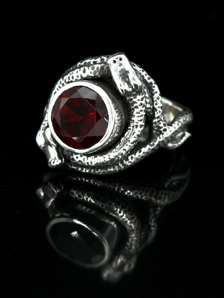 Oracle Snake Ring with Garnet