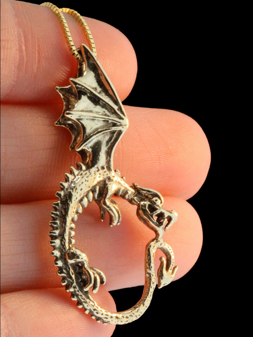 Oracle Dragon Pendant - Solid 14k Gold