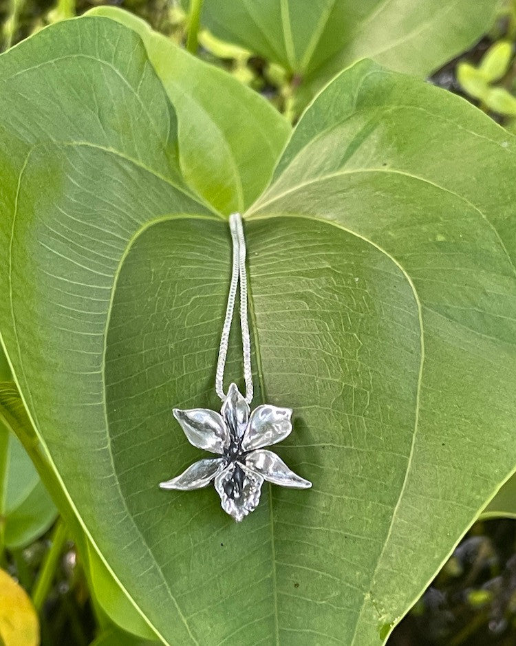 Orchid Charm in Silver