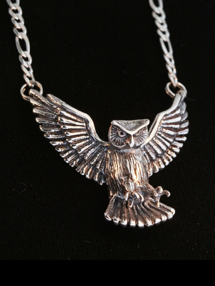 Large Owl Pendant in Silver