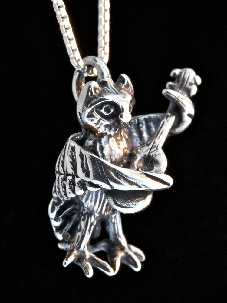 Owl with Guitar - Silver