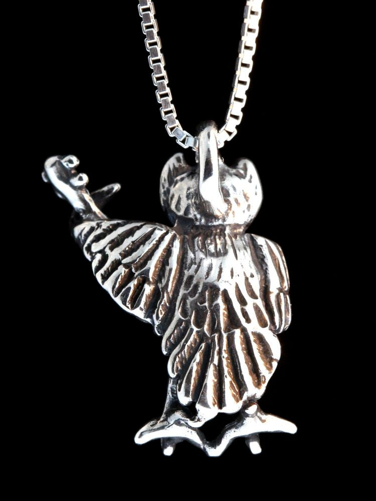 Owl with Guitar Charm - Silver