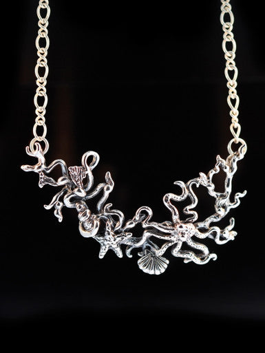 Poseidon's Gift - Octopus And Sea Star Neckpiece - Sterling Silver