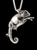 Panther Chameleon Charm Pendant - Sterling Silver