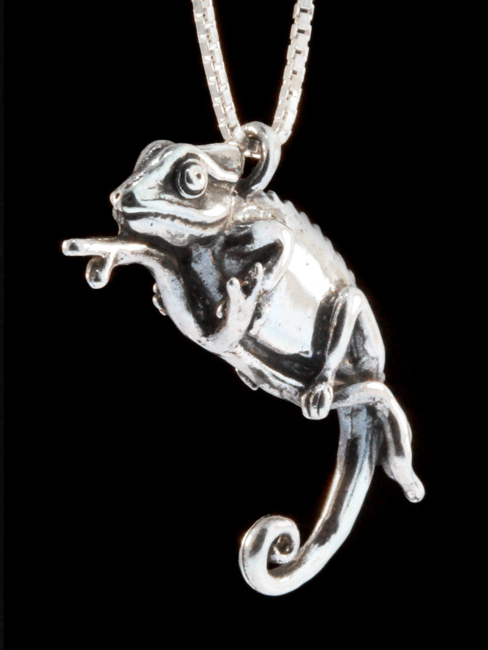 Panther Chameleon Charm Pendant - Sterling Silver