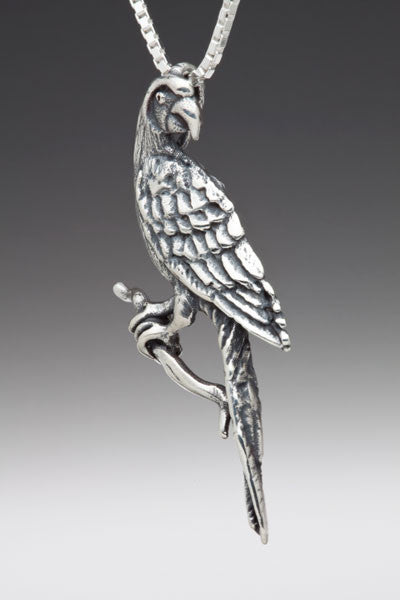 Macaw Parrot Charm in Silver