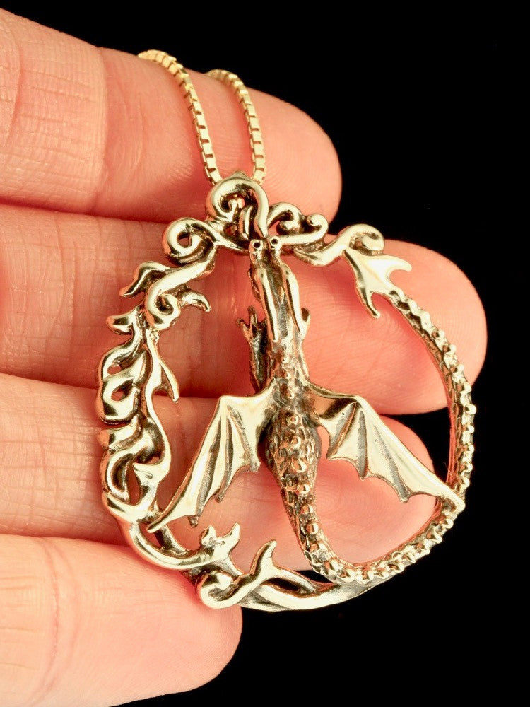 Peace Keeper Dragon Pendant - 14K Gold
