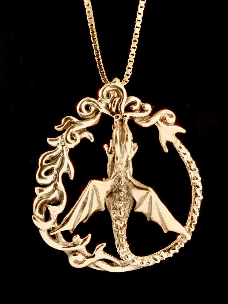 Peace Keeper Dragon Pendant - 14K Gold
