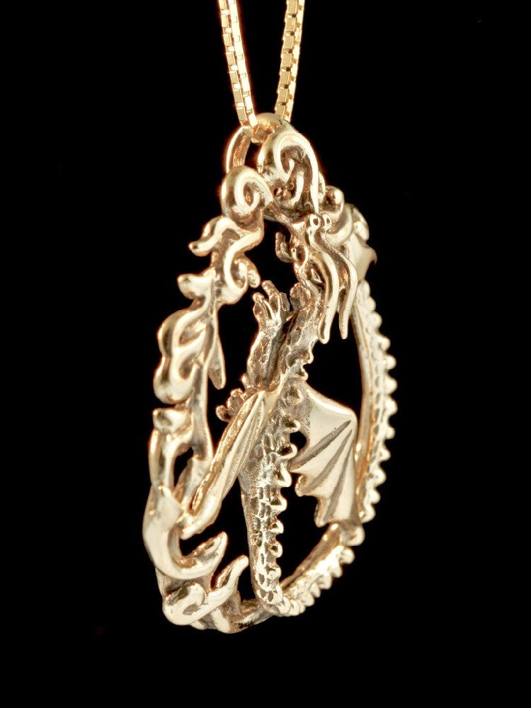 Peace Keeper Dragon Pendant - 14K Gold