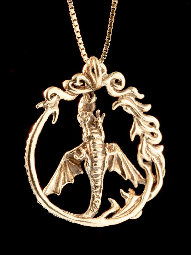 Peace Keeper Dragon Pendant - 14K Gold
