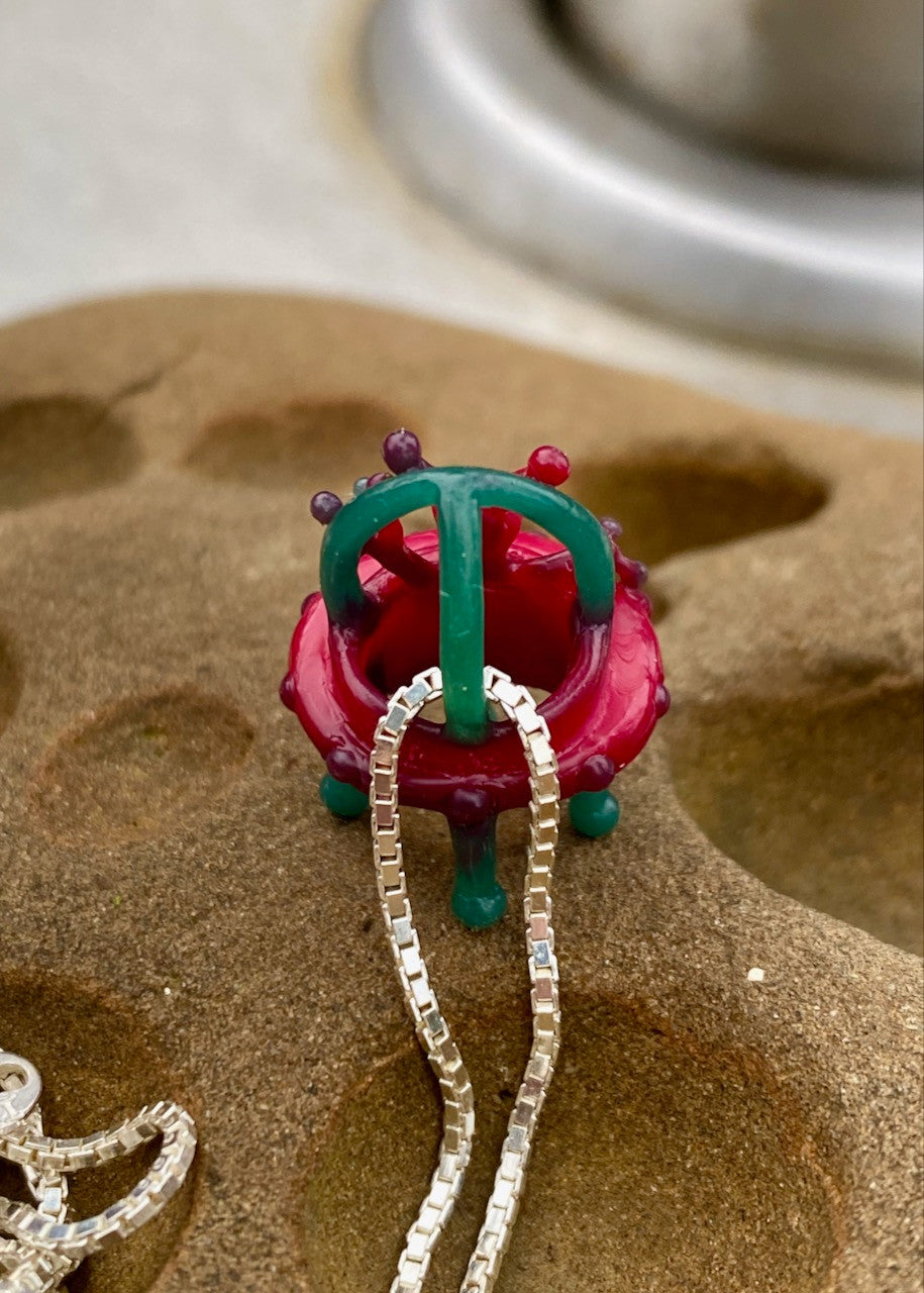 Peace Alien Flying Saucer Charm - Hand Carved Wax
