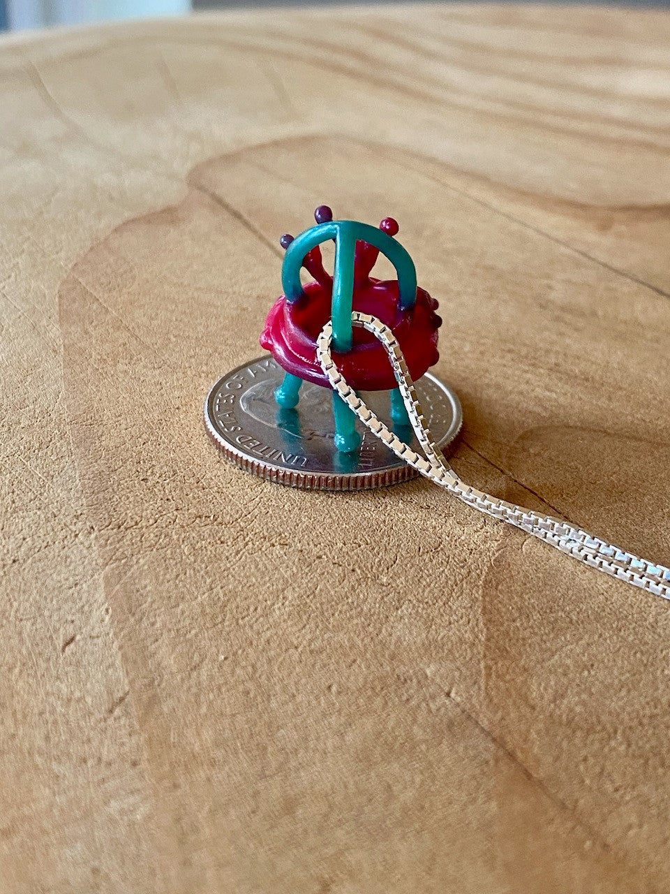 Peace Alien Flying Saucer Charm - Hand Carved Wax