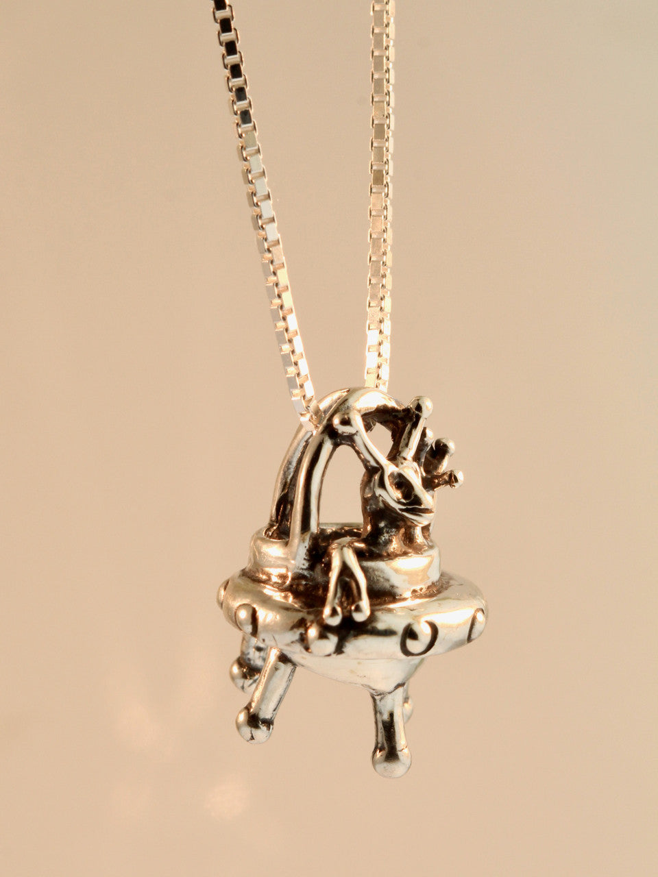 Peace Alien Flying Saucer Charm - Silver