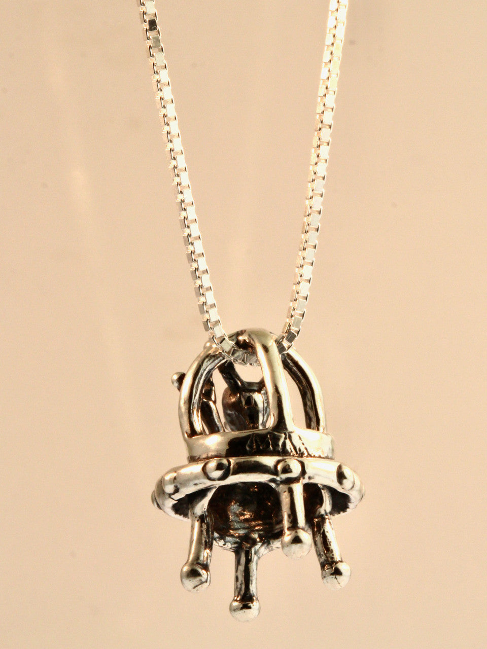 Peace Alien Flying Saucer Charm - Silver