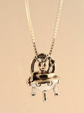 Peace Alien Flying Saucer Charm - Sterling Silver