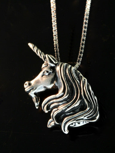 Unicorn Head Charm - Silver