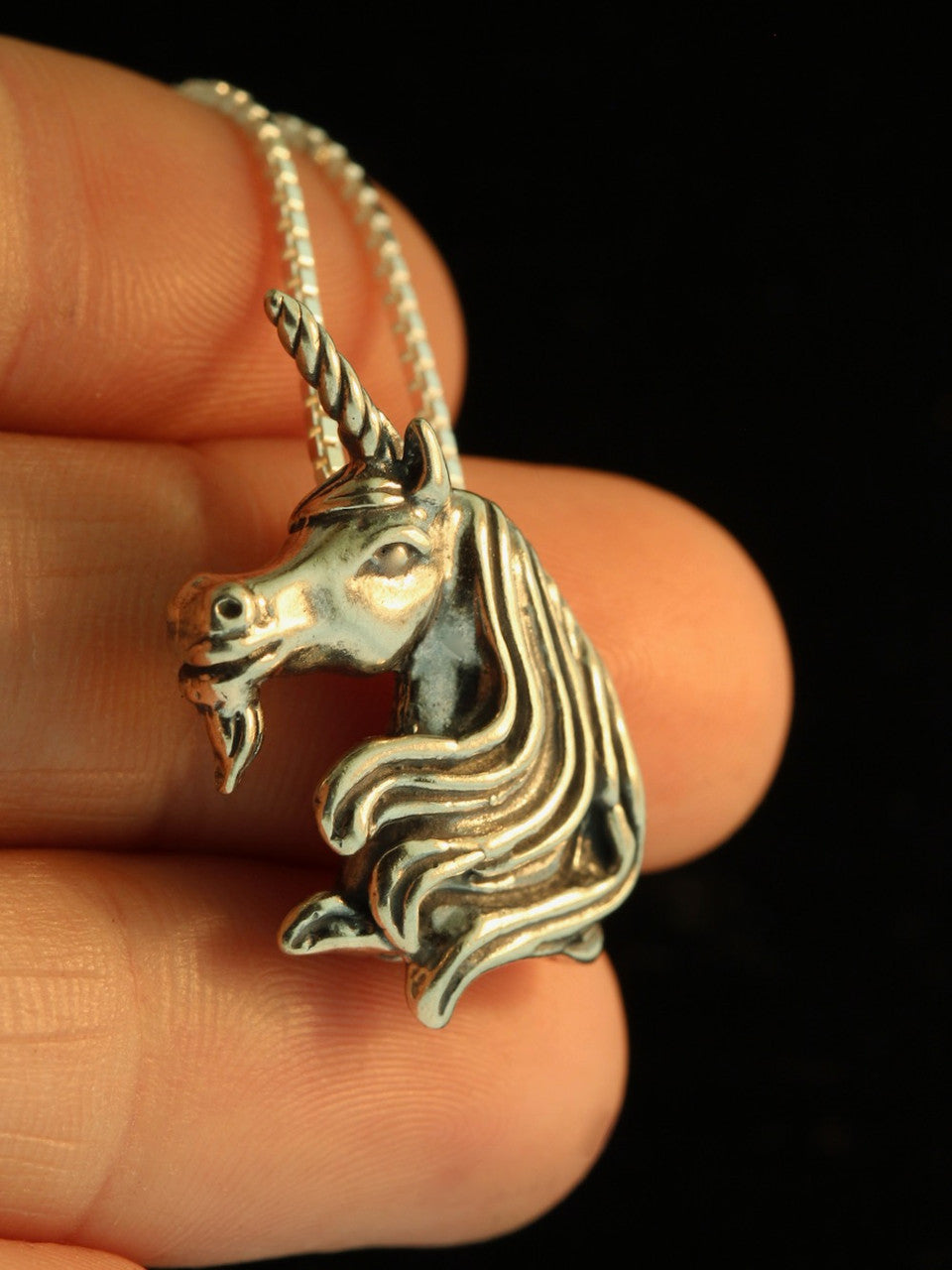 Unicorn Head Charm - Silver