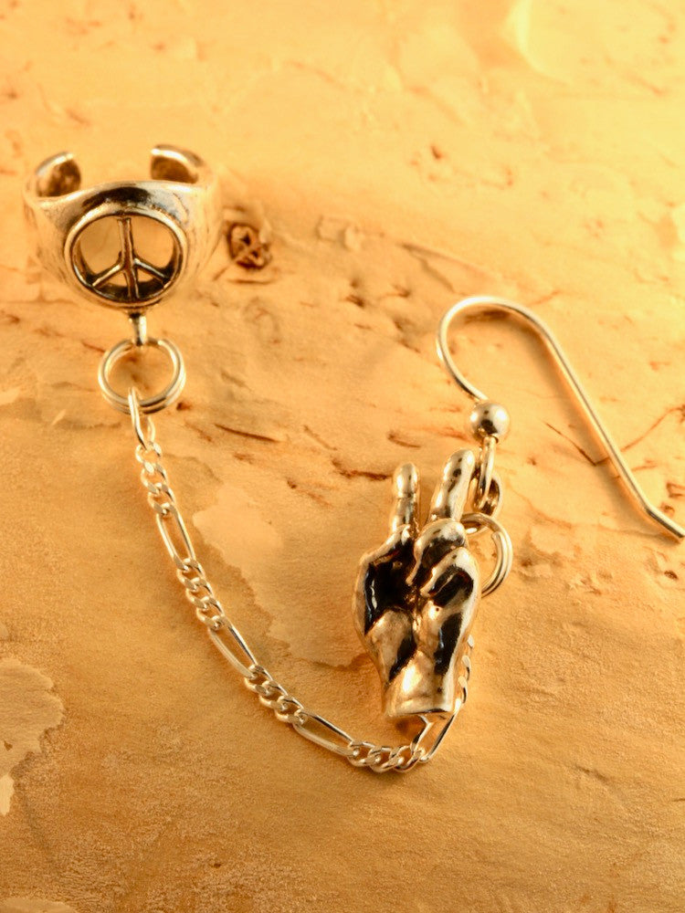 Peace Symbol Ear Cuff Bajoran - Silver