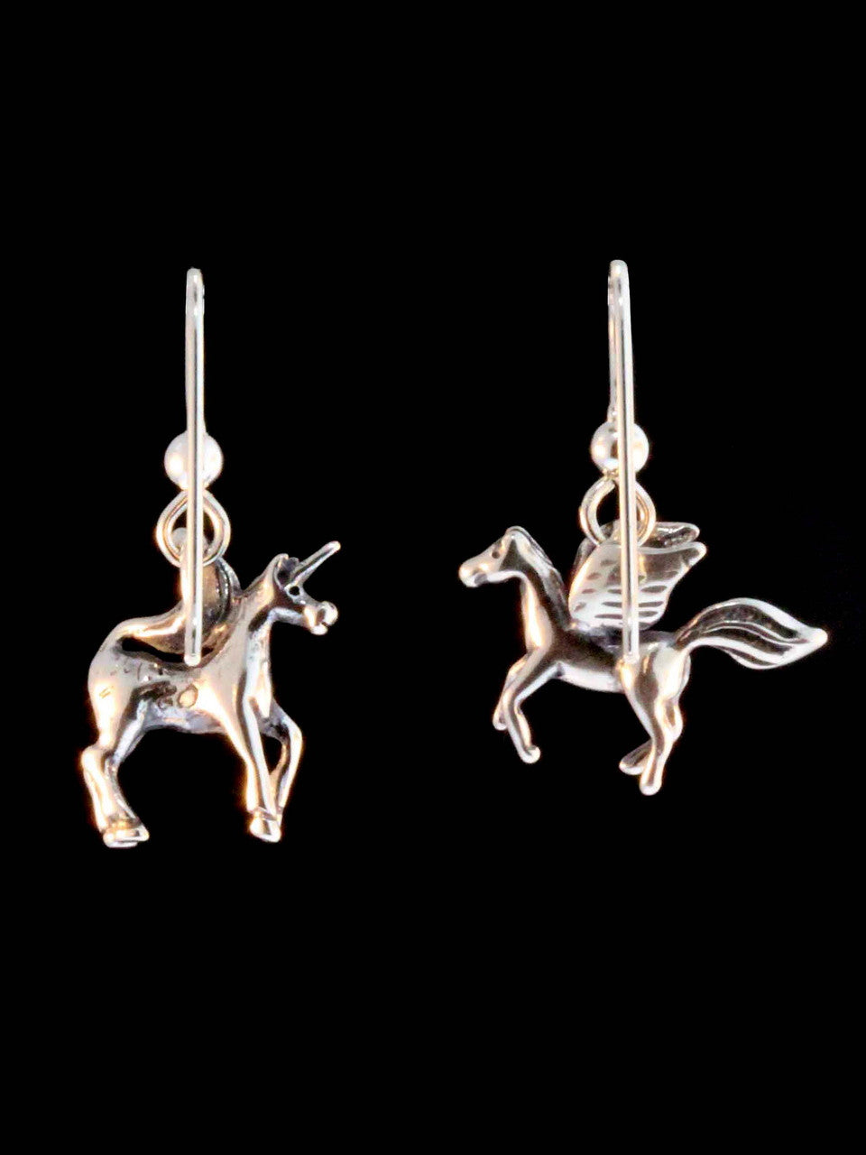 Pegasus and Unicorn Earrings - Sterling Silver
