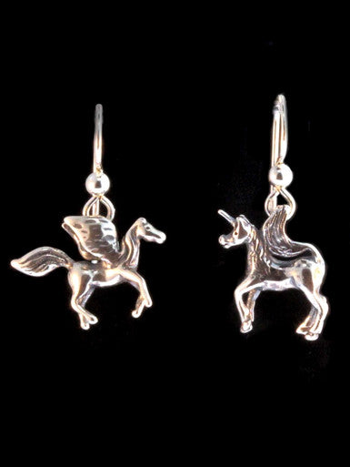 Pegasus and Unicorn Earrings - Sterling Silver