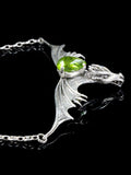 Gothic Dragon Neckpiece with Peridot  - Sterling Silver