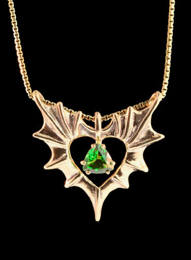Phantom Heart Pendant with Tsavorite - 14K Gold