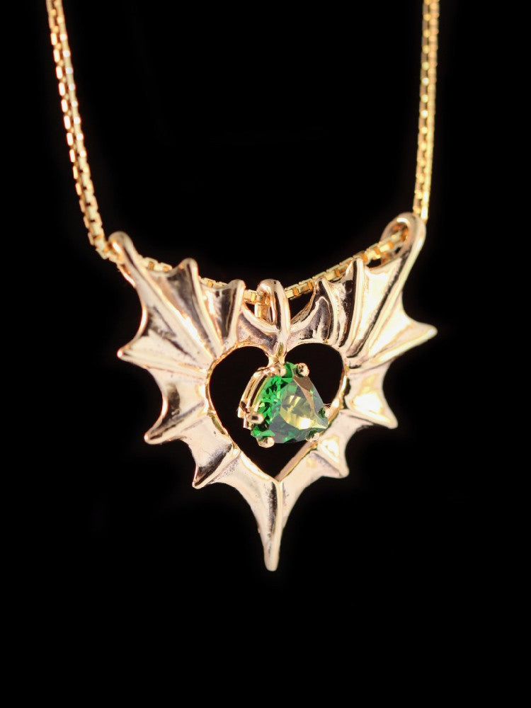 GoldPhantom Heart Pendant with Tsavorite in 14K Gold