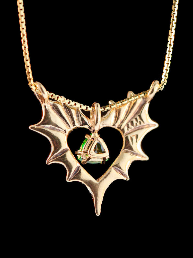 GoldPhantom Heart Pendant with Tsavorite in 14K Gold