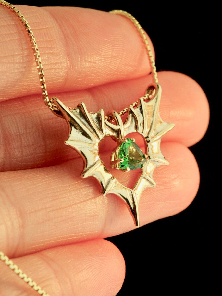 Phantom Heart Pendant with Tsavorite in 14K
