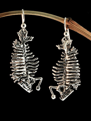 Phantom Angler Fish Skeleton Earrings - Sterling Silver
