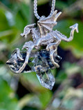 Phantom Dragon Pendant - Double Terminated Petroleum Quartz Crystal - Sterling Silver
