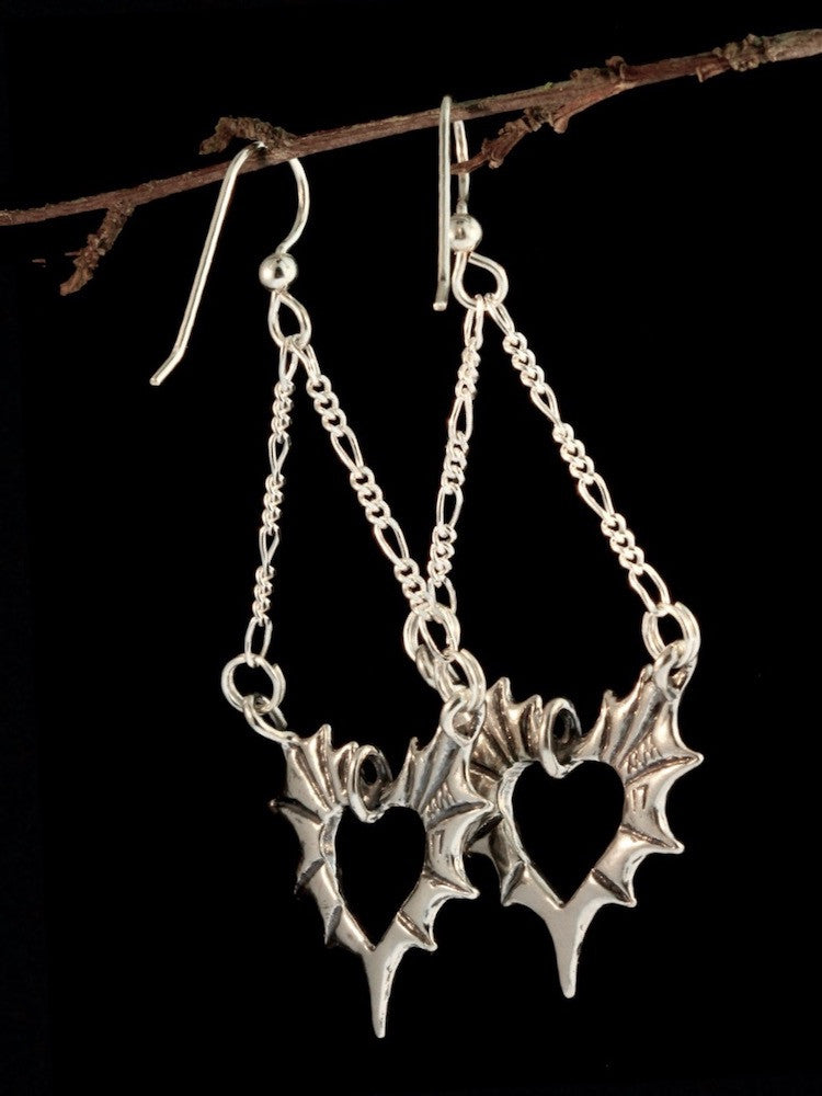 Phantom Heart Earrings - Sterling Silver