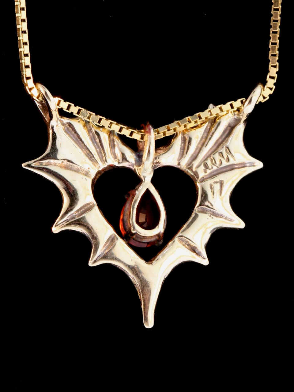 14k Gold Phantom Heart Pendant with Gemstone