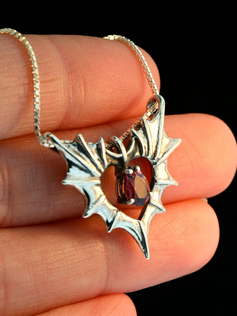 Phantom Heart Pendant with Rhodolite garnet