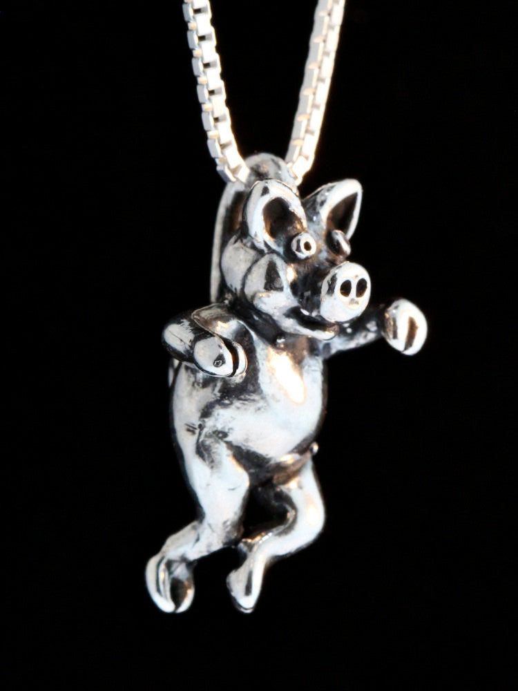 Three Little Pigs -  Left Jig Pig Charm - Silver