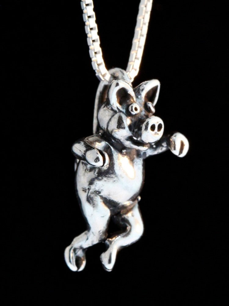 Left Jig Pig Charm - Sterling Silver
