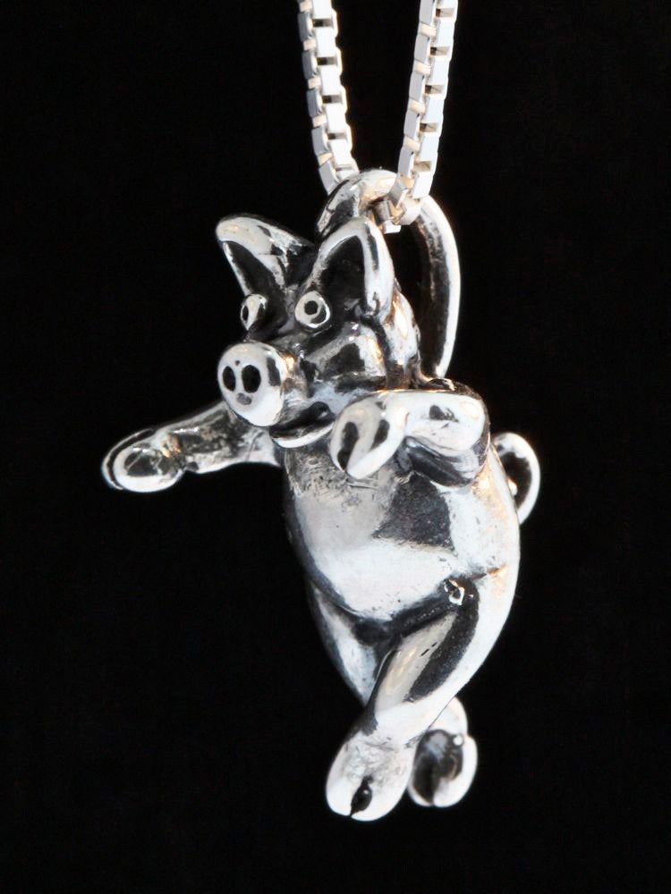 Three Little Pigs -  Left Jig Pig Charm - Silver